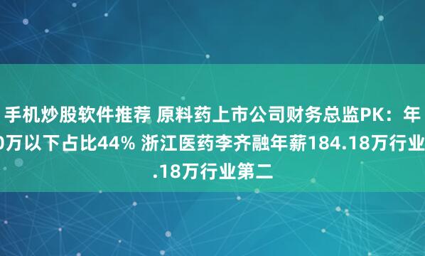 手机炒股软件推荐 原料药上市公司财务总监PK：年薪50万以下占比44% 浙江医药李齐融年薪184.18万行业第二